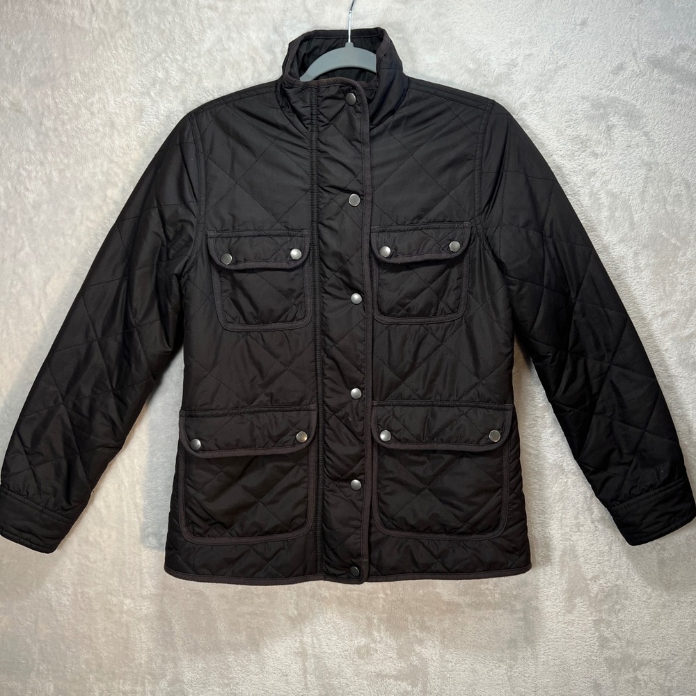 Thread & Supply Quilted Barn Jacket Women's‎ XS Black Utility Sherpa Lined Cozy